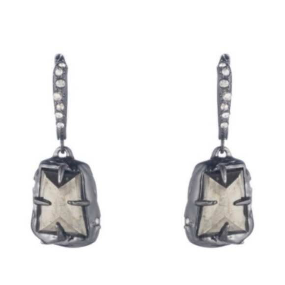 ALEXIS BITTAR • NEW Elements Pyrite Stone Rocky Drop Gunmetal Earrings - Picture 12 of 13